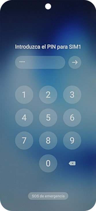 Si tu tarjeta SIM está bloqueada, introduce el código PIN y pulsa la flecha hacia la derecha.