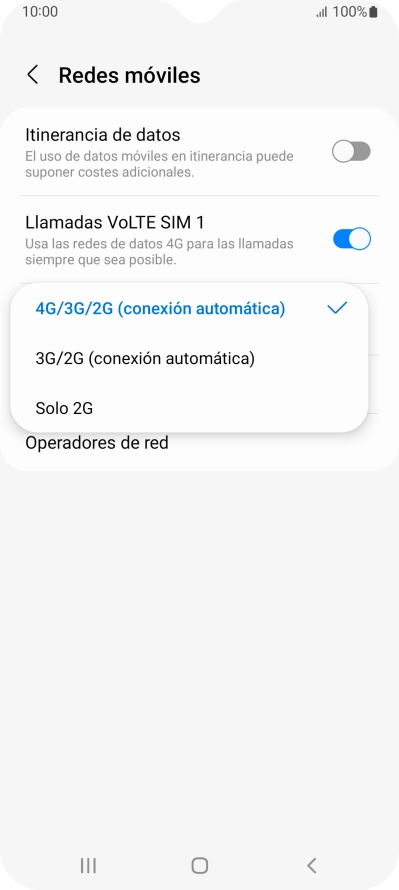 Pulsa el tipo de red deseado.