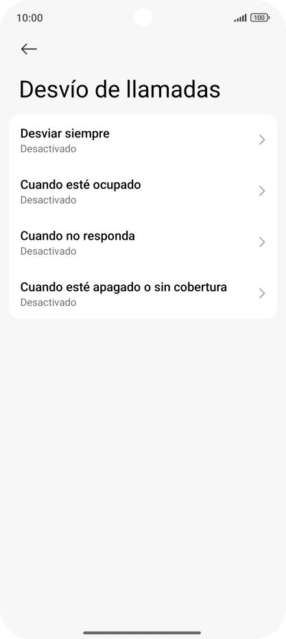 Pulsa el tipo de desvío deseado.