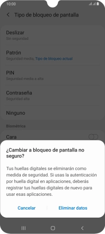Pulsa Eliminar datos.