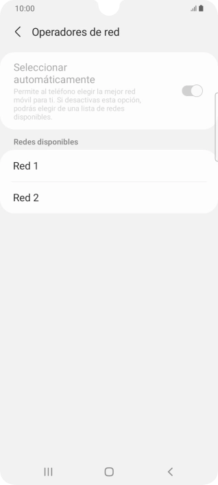 Si quieres seleccionar la red de forma manual, pulsa el indicador junto a 
