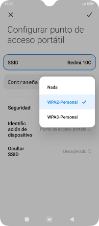 Pulsa WPA3-Personal para proteger la conexión wifi con una contraseña.