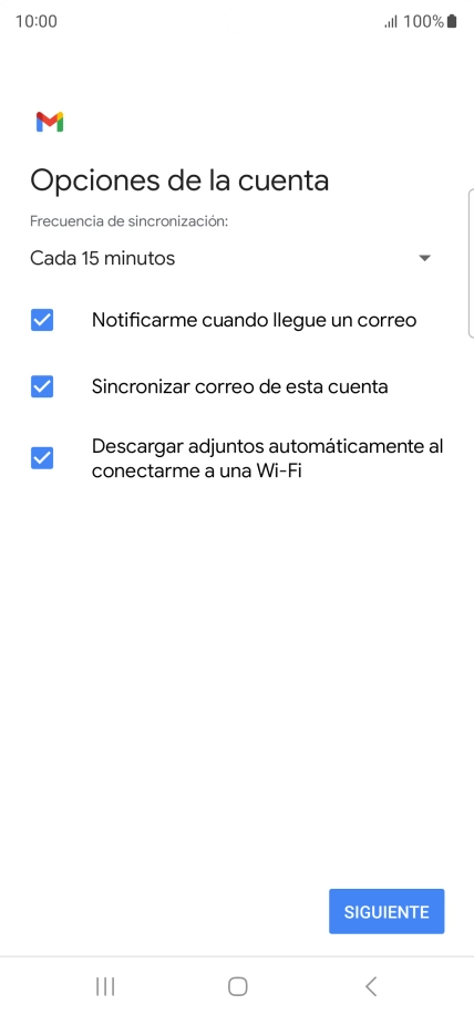 Si aparece en la pantalla esta imagen, tu cuenta de correo electrónico ha sido reconocida y configurada automáticamente. Sigue las indicaciones de la pantalla para introducir más información y terminar la configuración.