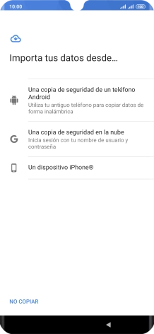 Pulsa la opción deseada y sigue las indicaciones de la pantalla para transferir contenido desde el otro teléfono y finalizar la activación de tu teléfono.