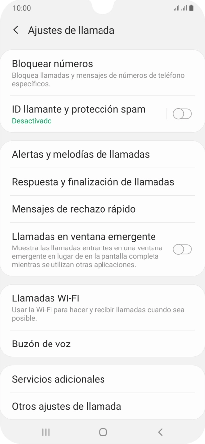 Pulsa Servicios adicionales.