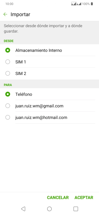 Pulsa la tarjeta SIM deseada.
