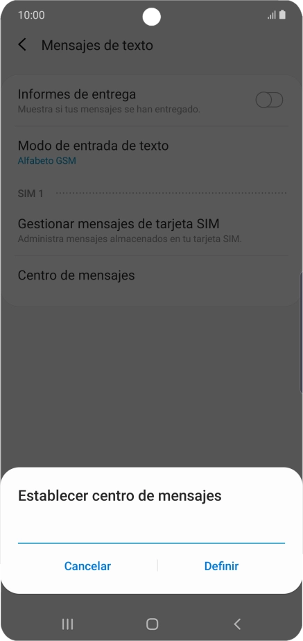 Introduce +34607003110 y pulsa Definir.