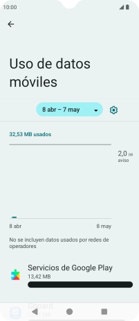 El consumo total de datos se visualiza ahora en la pantalla.