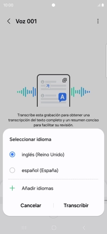 Pulsa el idioma de la grabación.
