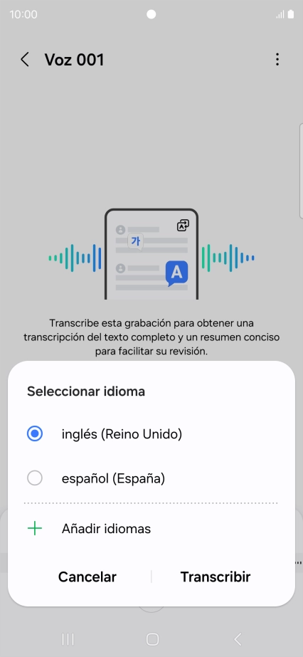 Pulsa el idioma de la grabación.