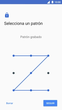 Desliza el dedo por la pantalla para unir por lo menos cuatro puntos y pulsa SEGUIR.