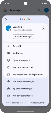 Pulsa Ajustes de Mensajes.