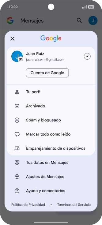 Pulsa Ajustes de Mensajes.