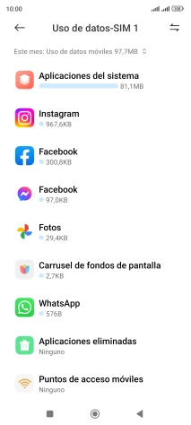 El consumo total de datos del período seleccionado aparece ahora en la pantalla.