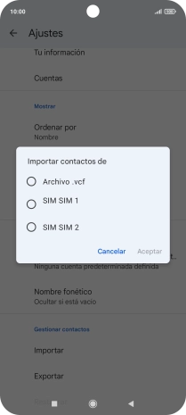 Pulsa la tarjeta SIM deseada.