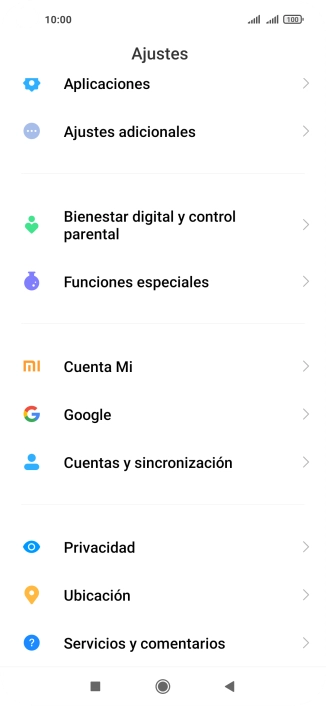 Pulsa Cuentas y sincronización.