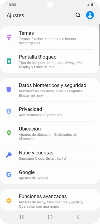 Pulsa Nube y cuentas.