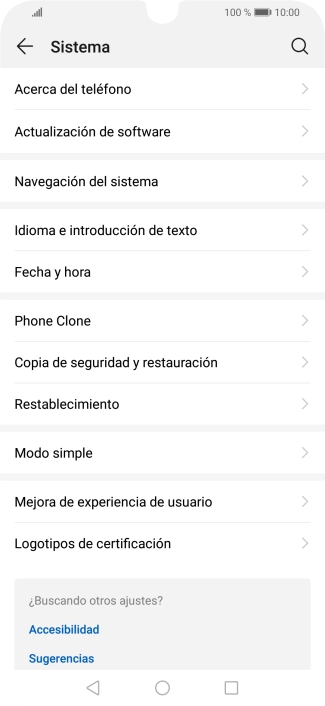 Pulsa Actualización de software. Si hay una versión de software nueva disponible, aparecerá ahora en la pantalla. Sigue las indicaciones de la pantalla para actualizar el software del teléfono.