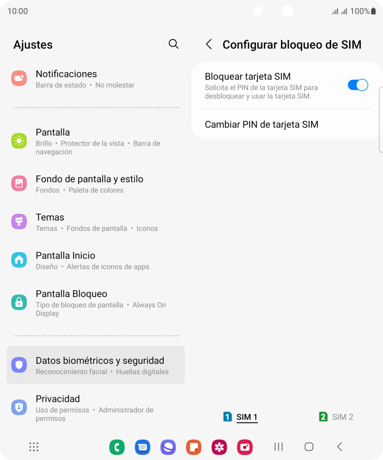 Pulsa la tarjeta SIM deseada.