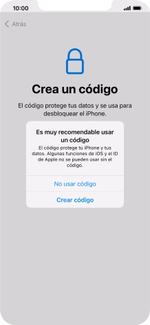 Si desactivas la función, pulsa No usar código.