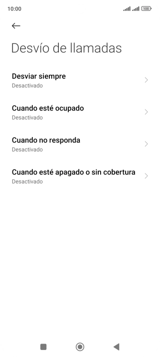 Pulsa el tipo de desvío deseado.