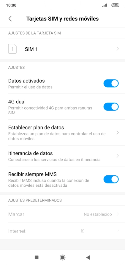 Pulsa el nombre de la tarjeta SIM.