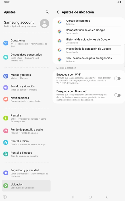 Pulsa Precisión de la ubicación de Google.