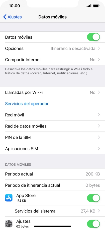 Pulsa Red de datos móviles.