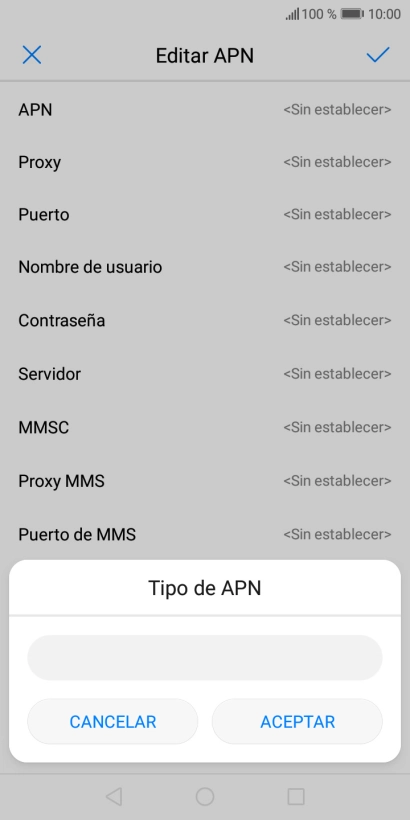 Introduce default y pulsa ACEPTAR.