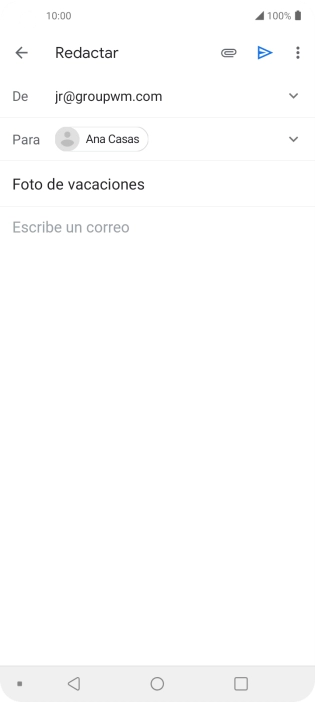 Pulsa en el campo de escritura  y escribe el texto del correo electrónico.