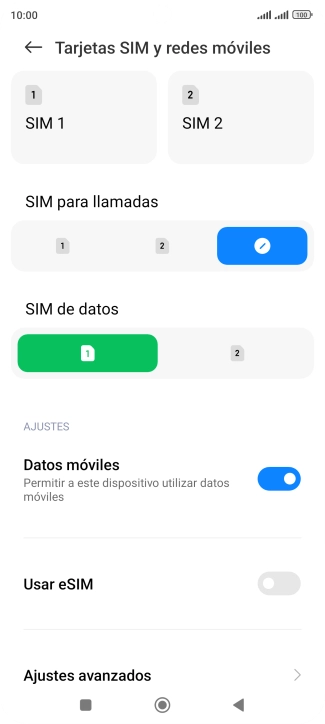 Pulsa la tarjeta SIM deseada.