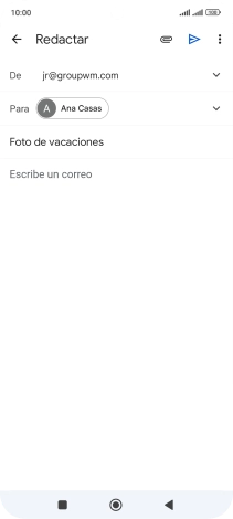 Pulsa en el campo de escritura  y escribe el texto del correo electrónico.