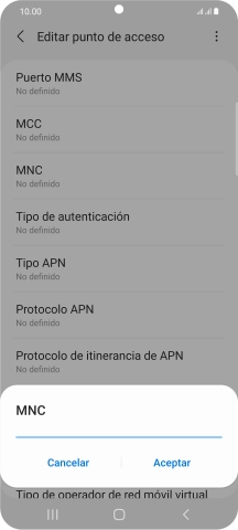 Introduce 01 y pulsa Aceptar.