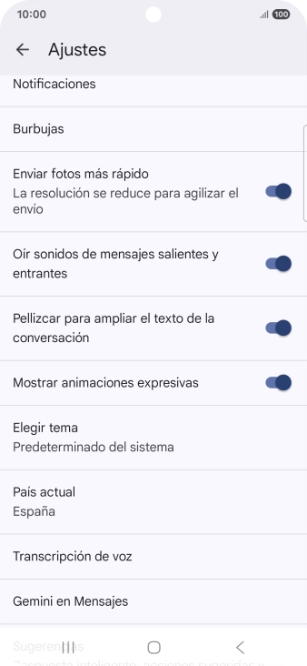 Pulsa Gemini en Mensajes.