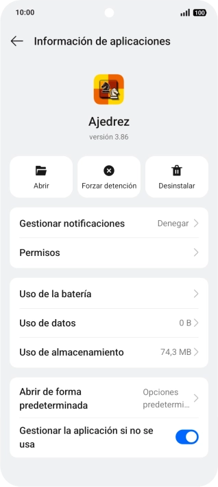 Pulsa Uso de almacenamiento.