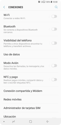 Pulsa Conexión compartida y Módem.