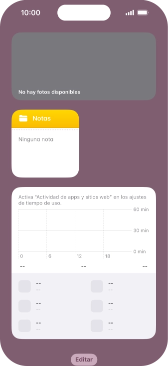 Pulsa el grupo de widgets deseado durante unos instantes.