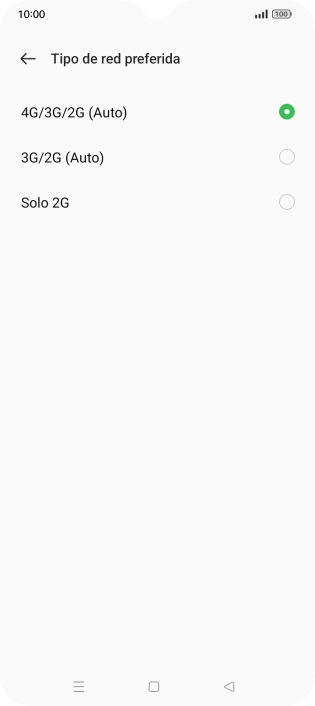 Pulsa el tipo de red deseado.