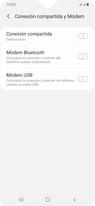 Pulsa Conexión compartida. Pulsa Conexión compartida.