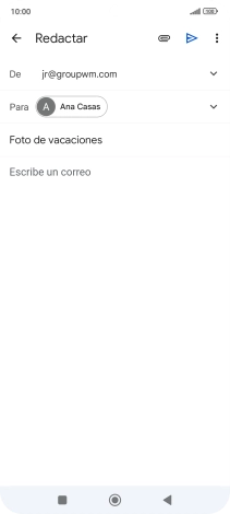 Pulsa en el campo de escritura y escribe el texto del correo electrónico. Pulsa en el campo de escritura y escribe el texto del correo electrónico.