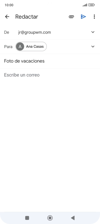 Pulsa en el campo de escritura y escribe el texto del correo electrónico. Pulsa en el campo de escritura y escribe el texto del correo electrónico.