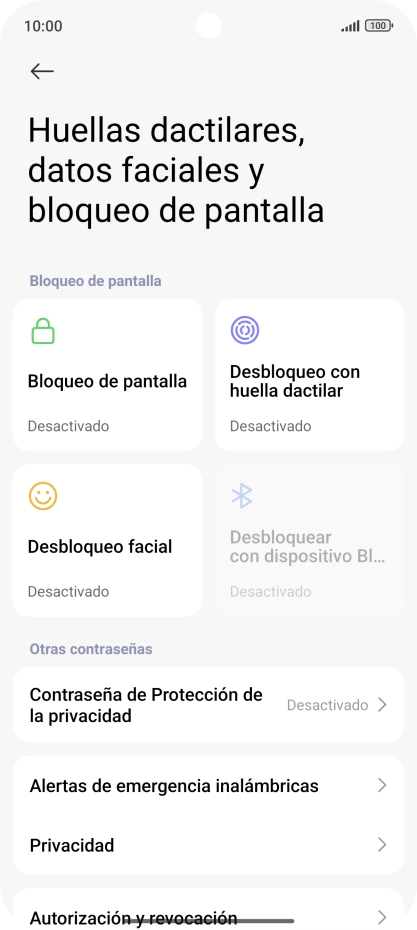 Pulsa Desbloqueo con huella dactilar.