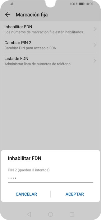 Introduce el código PIN2 y pulsa ACEPTAR.