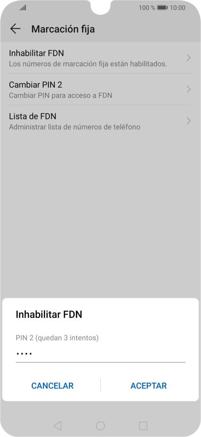 Introduce el código PIN2 y pulsa ACEPTAR.