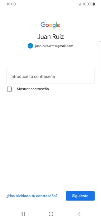 Pulsa Introduce tu contraseña e introduce la contraseña de tu cuenta de Google.