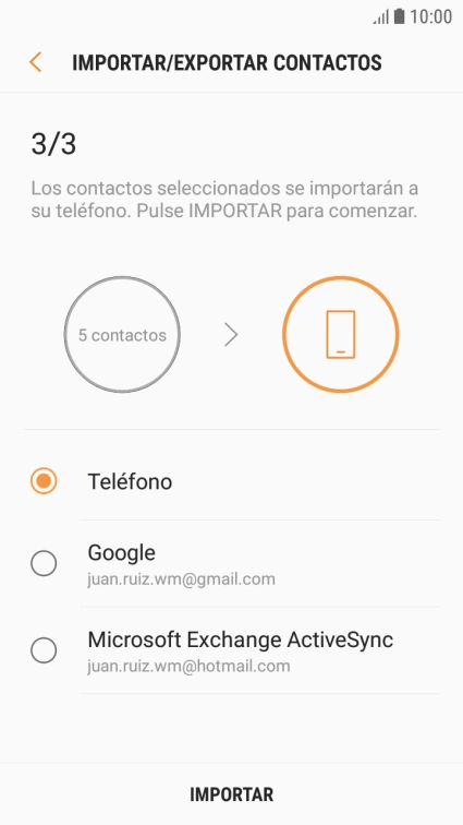 Pulsa IMPORTAR.