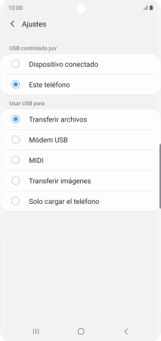 Pulsa Transferir archivos para activar la función.