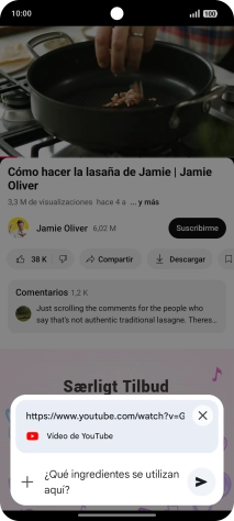 Sigue las indicaciones de la pantalla para escribir o decir en alto la pregunta que quieres hacer del vídeo.
