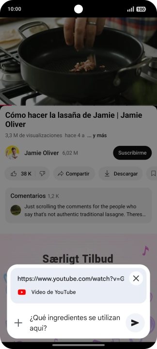 Sigue las indicaciones de la pantalla para escribir o decir en alto la pregunta que quieres hacer del vídeo.