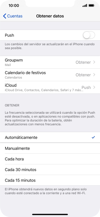 Si desactivas la función, pulsa el ajuste deseado.